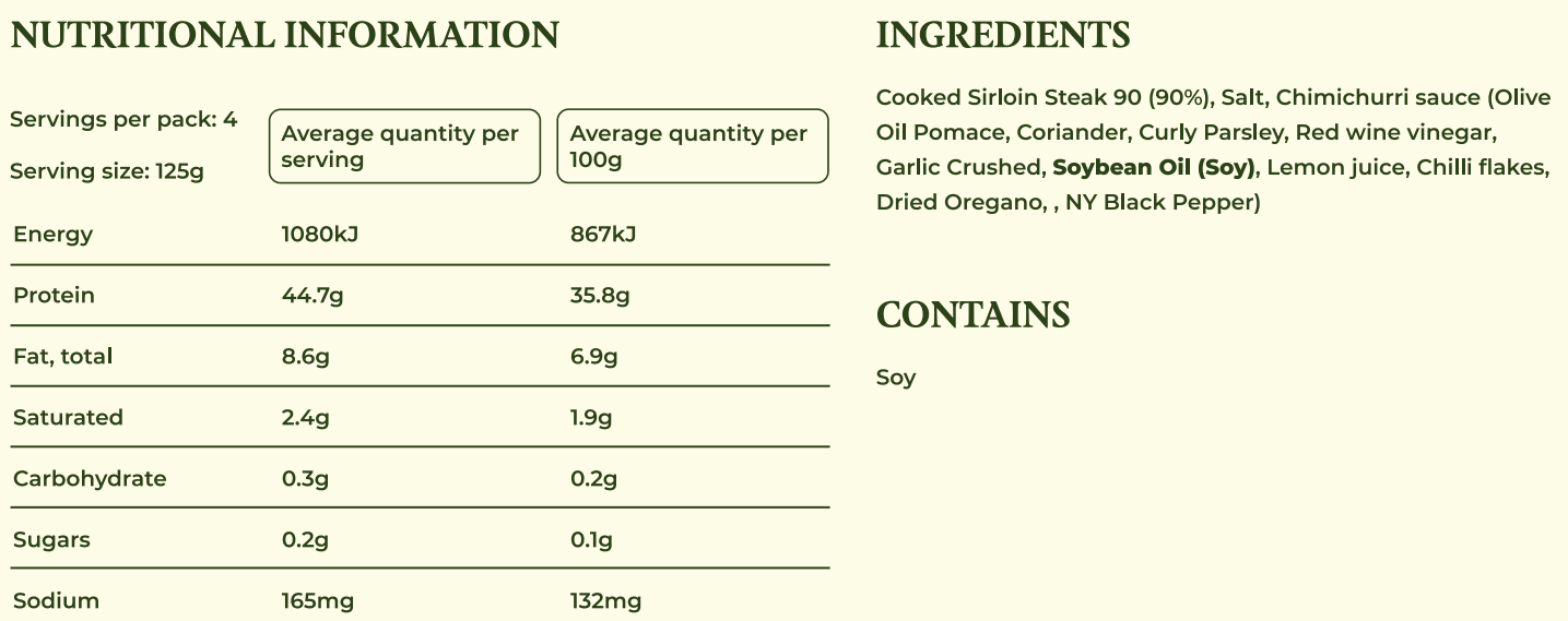 Sirloin Steak & Chimichurri  | Ready-to-Eat